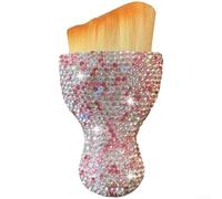 Cepillo detallado de diamantes de imitación para mantenimiento de ventilación automotriz y limpieza de grietas interiores con manejo suave (rosa)