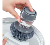 Cepillo dispensador de jabón para platos, limpiador de sartenes con dispensador de jabón, accesorio de limpieza tipo prensa para cocina, baños, encimeras, inodoros, dormitorios y apartamentos