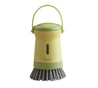Cepillo dispensador de jabón recargable con cómodo mango ergonómico para hacer frente a la grasa dura en ollas, sartenes y platos (verde)