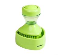 Cepillo dispensador de jabón verde con soporte, limpiador ergonómico de ollas para una limpieza eficiente de la cocina de ollas, sartenes, fregaderos y cuencos, herramienta de estropajo de plástico de