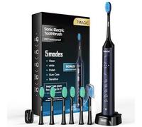 Cepillo de dientes eléctrico, cepillo de dientes sónico, cepillo de dientes eléctrico silencioso con 3 intensidades y 5 modos, cepillo de dientes de 40000 vpm con temporizador, 90 días de duración de