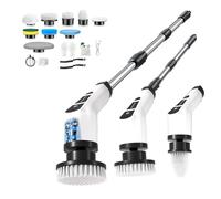 Cepillo Electrico Limpieza Hogar,Cepillo Limpieza Electrico con 9 Cabezales Reemplazables,Dos Velocidades Regulables,Mango Telescópico, Baño,Cocina y Automóvil
