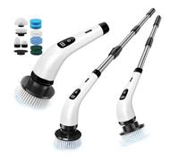Cepillo Electrico Limpieza Hogar Limpiador Giratorio Eléctrico con 12 Cabezales de Cepillo de Repuesto, Power Scrubber con Mango Ajustable, para Baño, Suelo de Baldosas, Coche