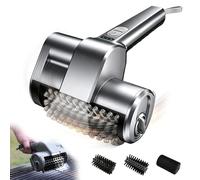 Cepillo Eléctrico para Parrilla con Protector Antisalpicaduras, 2 Velocidades, luz LED y 3 Cabezales Intercambiables - Limpiador Parrilla Barbacoa Potente para Todo Tipo de Parrillas