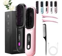 Cepillo Electrico Pelo Corto,Cepillo Alisador Con Calor Cerámico 3px | Volumen Duradero, Sin Tirones Ni Quemaduras, Recargable, Ideal Para Pixie, Bob y Flequillo B)