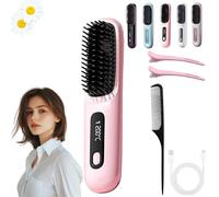Cepillo Electrico Pelo Corto, Cepillo Para Pelo Corto - Cepillo Alisador Con Calor Cerámico 3px | Volumen Duradero, Sin Tirones Ni Quemaduras, Recargable, Ideal Para Pixie, Bob y Flequillo (B)