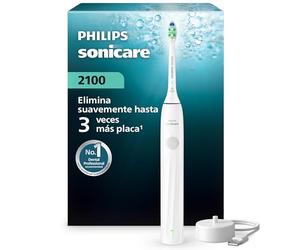 Cepillo eléctrico Philips Sonicare Serie 2100 - Cepillo dental sónico con 2 niveles de intensidad, función EasyStart, SmarTimer, autonomía de 14 días, blanco, modelo HX4021/01, [Nuevo]