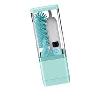 Cepillo eléctrico portátil de desinfección para biberones con estante de secado integrado y cepillo de silicona incluido para pezones para la higiene del bebé en el hogar