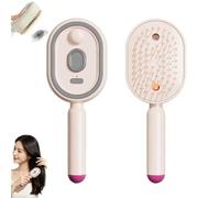 Cepillo eléctrico retráctil con pulverizador y airbag, cepillo eléctrico 3 en 1 con función de masaje del cuero cabelludo y vibración relajante, cepillos eléctricos recargables (rosa)