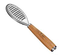 Cepillo ergonómico removedor de escamas de pescado con hoja de acero inoxidable y mango de madera para un agarre cómodo y limpieza eficiente de la piel de los peces