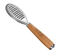 Cepillo escamador de pescado de acero inoxidable con agarre de madera, herramienta eficiente de eliminación de escamas para captura fresca, descalcificador resistente de 8.5 pulgadas para cocineros