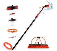 Cepillo/Escoba Limpiador Extensible 4,6 m con Agua a Presión - Limpiador de Ventanas, Paredes y Coches, Palo Telescopico, Escoba con Agua y Jabon, Limpia Placas y Paneles Solares, Hidrolimpiadora