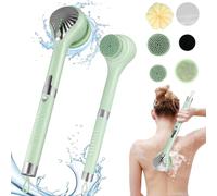 Cepillo Espalda Ducha Eléctrico,Cepillo Ducha Eléctrico,Rotación 360°,6 Cabezales,Ip67,3 Velocidades,Mango Extraíble,Cepillo Exfoliante Corporal Eléctrico Para Masaje,Exfoliante,Limpieza Profunda