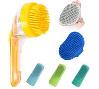 Cepillo Exfoliador Para Champú De Perro,Cepillo De Baño Para Perros De Pelo Corto - Herramienta Portátil Antideslizante De Spa Con Limpieza Para Mascotas Y Cachorros - Masajeador De Ducha Para Limpiez