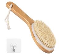 Cepillo exfoliante corporal, cepillo espalda ducha con mango curvo, uso seco y húmedo, para limpiar, exfoliar y mejorar la circulación sanguínea
