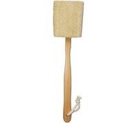 Cepillo exfoliante natural de lufa luffa loofa para baño en un palo, con mango de madera largo para hombres y mujeres, esponja de ducha, 1 unidad