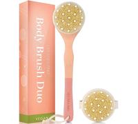 Cepillo Exfoliante para la Espalda y el Cuerpo - Juego de 2 Cepillos Exfoliantes y Anticelulíticos para el Cepillado en Seco del Cuerpo - Set de Exfoliantes Corporales Veganos por Lily England