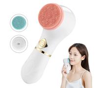 Cepillo facial, exfoliante eléctrico de limpieza facial, exfoliación de limpieza con 3 cepillos de cabeza, giratorio de 360 grados, cepillo limpiador facial impermeable para hombres y mujeres y