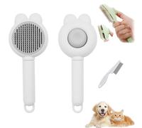 Cepillo Fur Flash, peine autolimpiable for gatos con botón de liberación for el cuidado del pelo largo y corto, cepillo Fellblitz for una piel limpia.(New White)