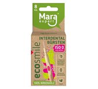 Cepillo interdental ECOSMILE de Mara ISO 0, color rosa, extrafino, 8 cepillos, 100% madera de abedul, certificado FSC, silvicultura sostenible, cerdas de materias primas renovables