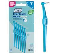 Cepillo interdental TePe Angulado, azul, 0,6 mm/ISO 3, 6 ud., eliminación de placa, limpieza interdental fácil y eficiente, hilo dental para espacios reducidos