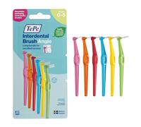 Cepillo interdental TePe Angulado, envase mixto, 0,4-0,8 mm/ISO 0-5, 6 ud., limpieza interdental, eliminación de placa dental con espacios de estrechos a pequeños