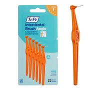Cepillo Interdental TePe Angulado, Naranja, 0,45 mm/ISO 1, 6 ud. | Envase de cartón, Limpieza interdental, Eliminación de placa dental con espacios estrechos, Para encías sanas