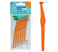 Cepillo interdental TePe Angulado, naranja, 0,45 mm/ISO 1, 6 ud., limpieza interdental, eliminación de placa dental con espacios estrechos, garantiza unas encías fuertes