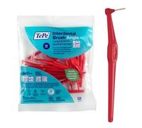 Cepillo interdental TePe Angulado, rojo, 0,5 mm/ISO 2, 20 ud., limpieza interdental, eliminación de placa dental con espacios estrechos, garantiza unas encías y unos dientes fuertes
