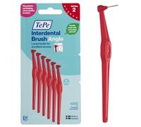 Cepillo interdental TePe Angulado, rojo, 0,5 mm/ISO 2, 6 ud., limpieza interdental, eliminación de placa dental con espacios estrechos, garantiza unas encías y unos dientes fuertes