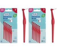 Cepillo interdental TePe Angulado, rojo, 0,5 mm/ISO 2, 6 ud., limpieza interdental, eliminación de placa dental con espacios estrechos, garantiza unas encías y unos dientes fuertes (Paquete de 2)
