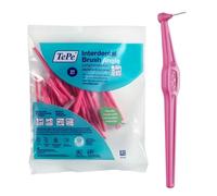 Cepillo interdental TePe Angulado, rosa, 0,4 mm/ISO 0, 20 ud., limpieza interdental, eliminación de placa dental con espacios estrechos, garantiza unas encías fuertes