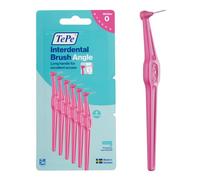 Cepillo Interdental TePe Angulado, Rosa, 0,4 mm/ISO 0, 6 ud. | Envase de cartón, Limpieza interdental, Eliminación de placa dental con espacios estrechos, Para encías sanas