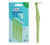 Cepillo Interdental TePe Angulado, Verde, 0,8 mm/ISO 5, 6 ud. | Envase de cartón, Eliminación de placa, Limpieza interdental fácil y eficaz, Cepillo interdental para espacios reducidos