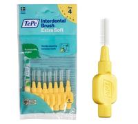 Cepillo interdental TePe, Extra Suave, amarillo, 0,7 mm/ISO 4, 8 ud., limpieza interdental eficaz, eliminación de placa, hilo dental para espacios reducidos