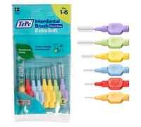 Cepillo interdental TePe, Extra Suave, envase mixto, 0,45-1,1 mm/ISO 1-6, 8 ud., eliminación de placa, hilo dental para espacios anchos, desde espacios estrechos a anchos