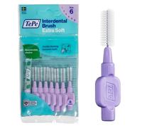 Cepillo interdental TePe, Extra Suave, morado, 1,1 mm/ISO 6, 8 ud., eliminación de placa, limpieza interdental eficaz, hilo dental para espacios grandes