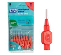 Cepillo interdental TePe, Extra Suave, rojo, 0,5 mm/ISO 2, 8 ud., limpieza interdental eficaz, eliminación de placa e hilo dental para espacios estrechos