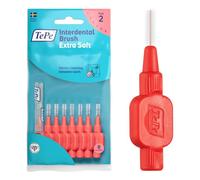 Cepillo Interdental TePe, Extra Suave, Rojo, 0,5 mm/ISO 2, 8 ud. | Limpieza interdental eficaz, Eliminación de placa, Cepillo interdental para espacios estrechos
