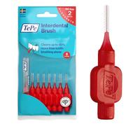 Cepillo interdental TePe, Original, rojo, 0,5 mm/ISO 2, 8 ud., limpieza interdental eficaz, eliminación de placa e hilo dental para espacios estrechos
