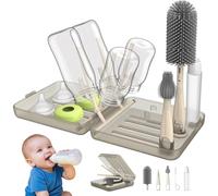 Cepillo Limpia Biberones Kit, con Cepillo para biberones, para pezones, pajitas Cepillo, dispensador de jabón, Caja de Almacenamiento, Soporte para Secado, para Viaje, Visita a Amigos