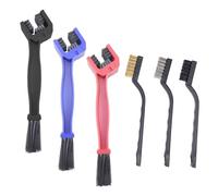 Cepillo Limpia Cadenas Moto, Kit de Cepillo de Limpieza de Bicicletas, Profesional Cepillo Limpiador de Cadena, Herramienta de Limpieza para Moto Bici, 6 Piezas, Azul, Rojo, Negro