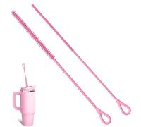 Cepillo Limpia Pajitas de Silicona, 2 Piezas Reutilizables para Pajitas de Cristal, Metal y Smoothie, Mango Antideslizante Suave y Doblable, Ø 6 mm y 9 mm (Rosa)