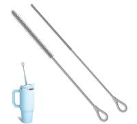 Cepillo Limpia Pajitas de Silicona, 2 Piezas Reutilizables para Pajitas de Cristal, Metal y Smoothie, Mango Antideslizante Suave y Doblable, Ø 6 mm y 9 mm (Gris)