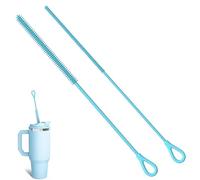 Cepillo Limpia Pajitas de Silicona, 2 Piezas Reutilizables para Pajitas de Cristal, Metal y Smoothie, Mango Antideslizante Suave y Doblable, Ø 6 mm y 9 mm (Azul)