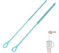 Cepillo Limpia Pajitas de Silicona,2 Piezas Reutilizables para Pajitas de Vidrio, Cepillos para Limpiar Botellas,Manico Morbido Antiscivolo,Fácilmente Residuos para Sorber,6mm+9mm,Blu