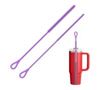 Cepillo Limpia Pajitas Silicona, 2PC Cepillos Reutilizables para Pajitas de Vidrio y Metal, Vaso Pajita, Mango Antideslizante Suave y Doblable, 6mm+9mm, Morado