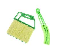 Cepillo Limpiador de Persianas 2 Piezas Verde para Lamas | ABS y Felpa, Mango Antideslizante Orificio, para Hogar y Cocina, Fácil de Lavar