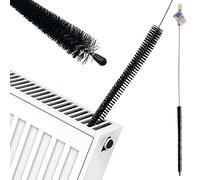 Cepillo limpiador de radiador de 120 cm de largo, fuerte y flexible, cepillo de limpieza para radiador con mango de madera, plumero de radiador delgado y de largo alcance que elimina el polvo y la