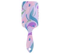 Cepillo masajeador de cuero cabelludo para cabello con diseño de flores de lirio de cala de color morado rosado. Cepillo masajeador para cabello fino con mango ergonómico anti encrespamiento para